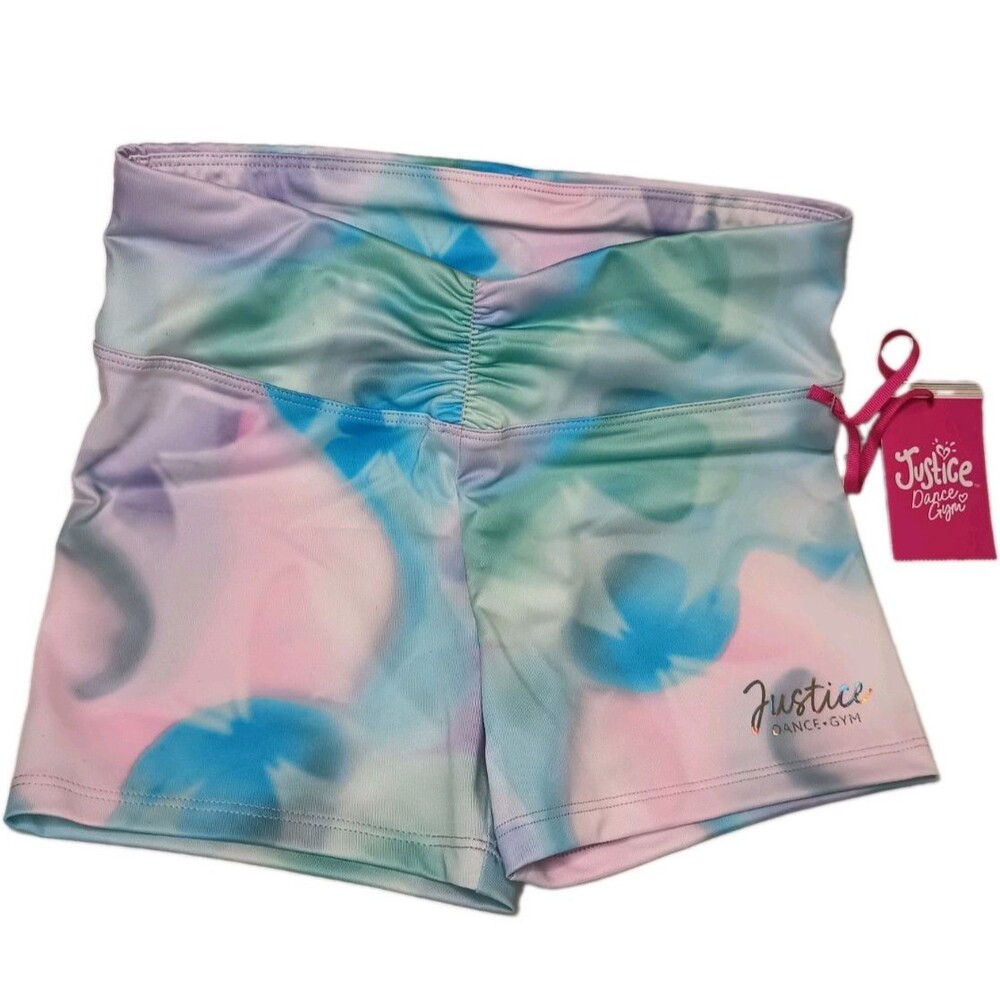 JUSTICE DANCE Gym Girls Tie-Dye Athletic Shorts L (12/14)  NEW W-TAGS. (P0046B6)